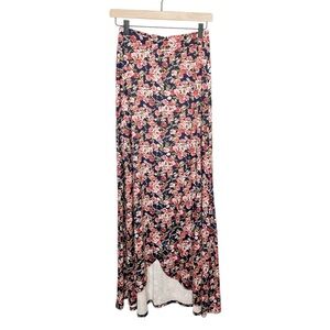 Sadie & Sage Floral Print Faux‎ Wrap High Low Maxi Skirt Small S